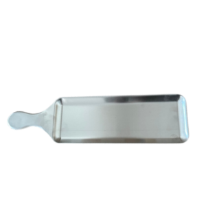 Platou inox argintiu cu un maner