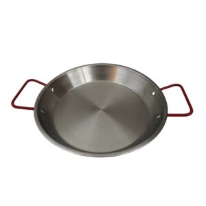 Tigaie argintie otel inoxidabil cu manere rosii 28 cm