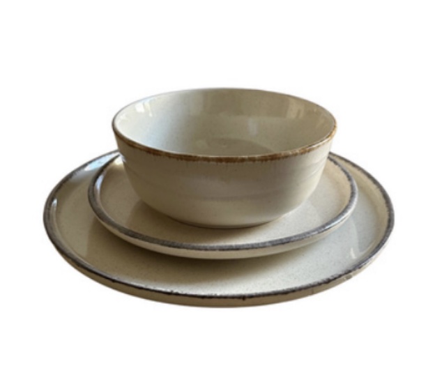3 BUC. BOL/FARFURIE CERAMICĂ/BEJ MARGINE MARO - 6-18/450